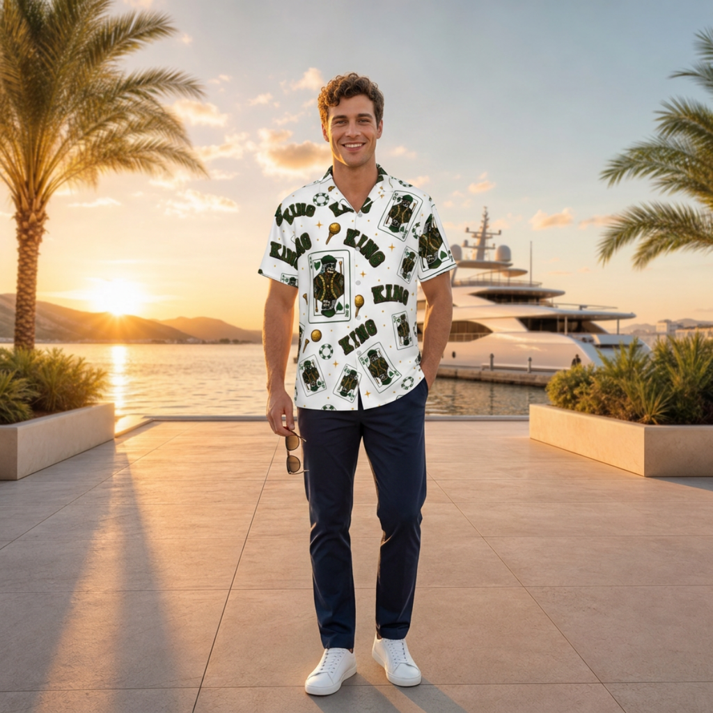 The King Button-Up White/Green – Bluffs & Bogeys