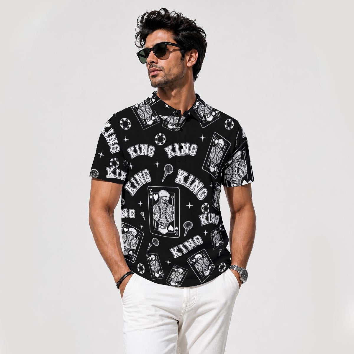 The King Performance Polo Black/White V4 – Bluffs & Bogeys