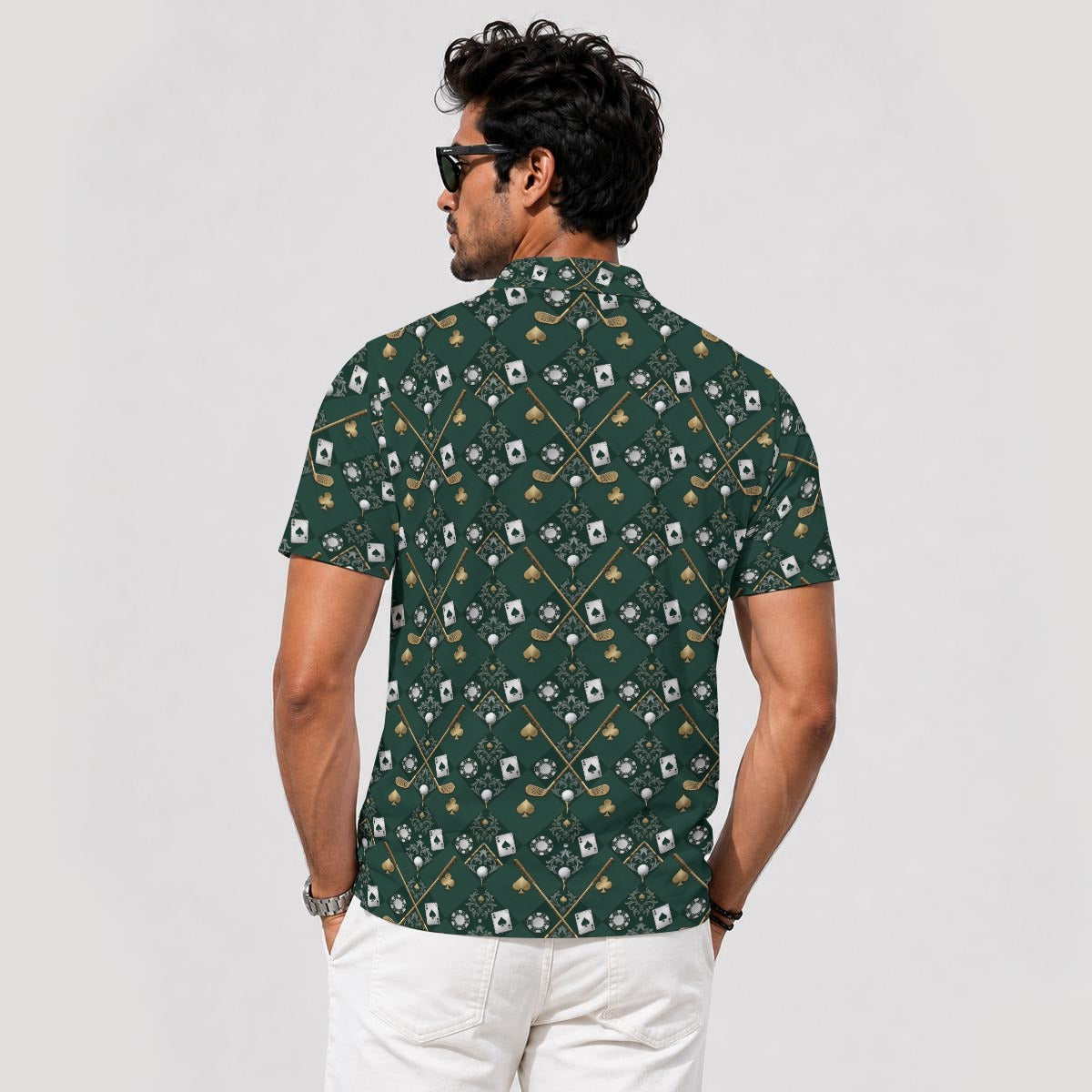 Bluffs & Bogeys ~ Cards and Clubs Green ~ Men's Polo V4