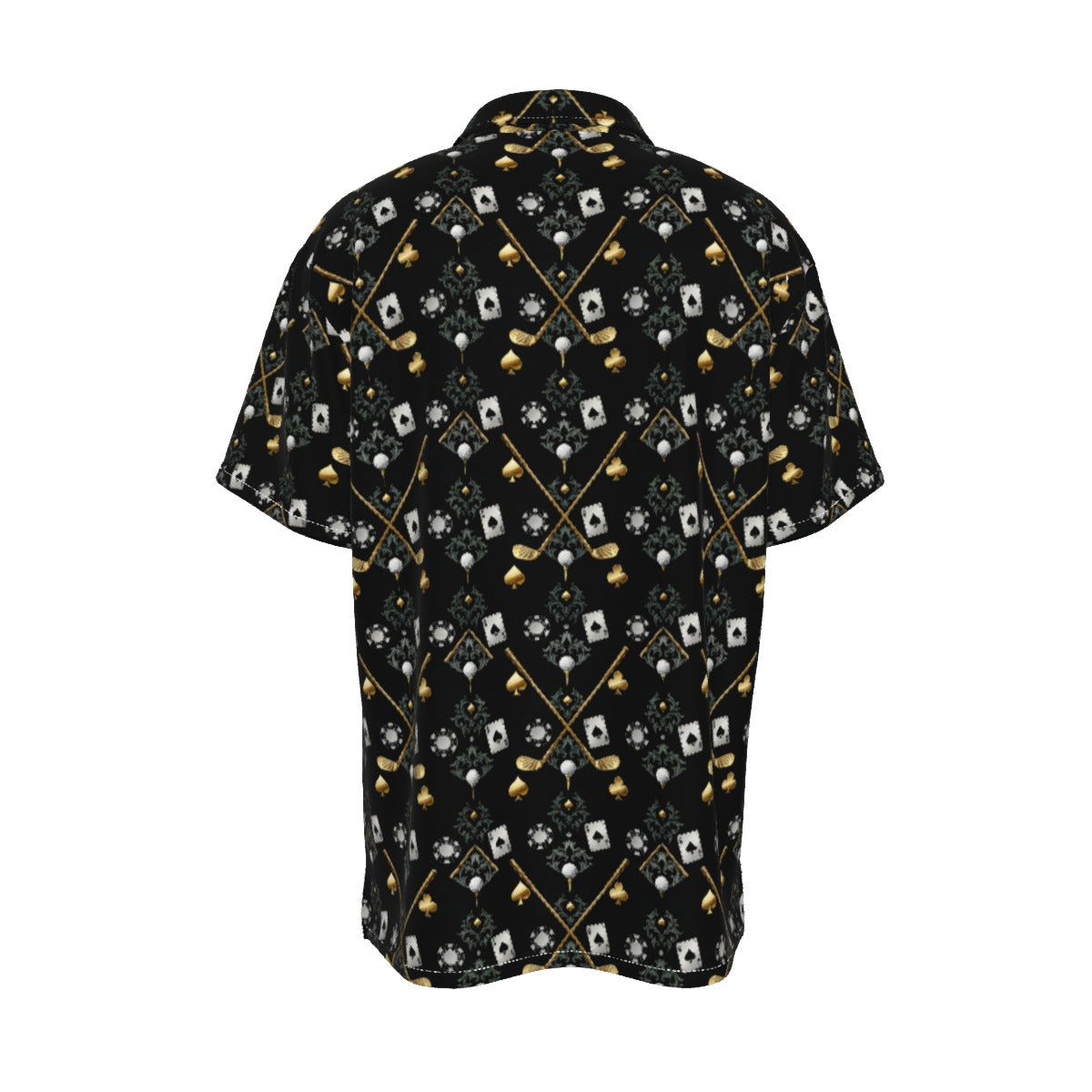 Bluffs & Bogeys Men's Performance Button-Up - Clubs and Cards  - Black
