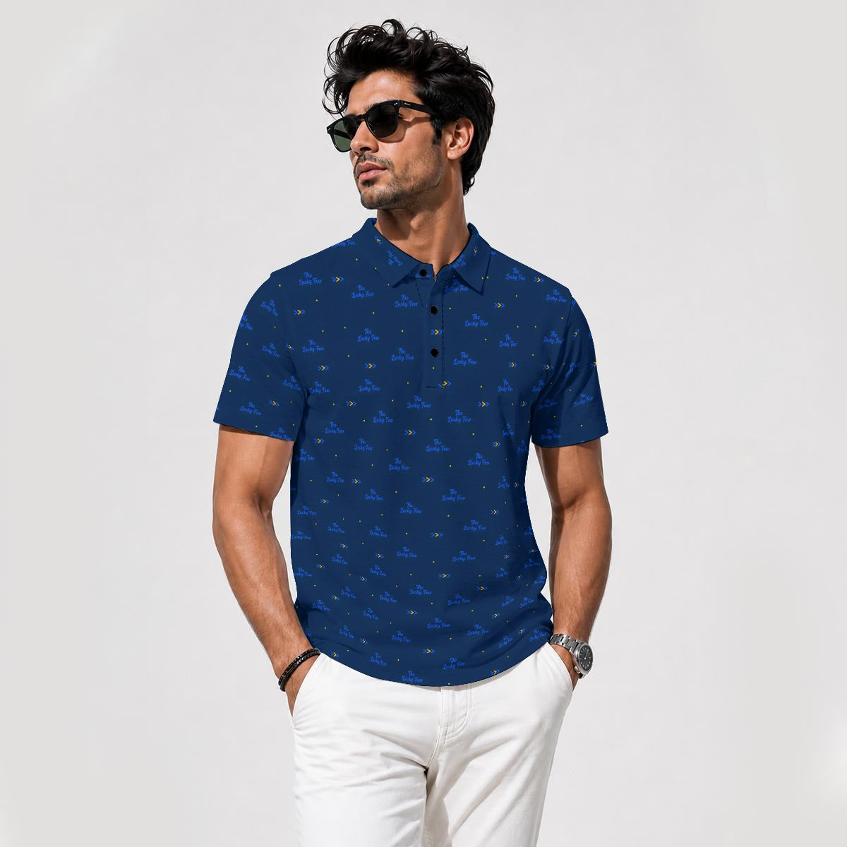 Bluffs & Bogeys Men's ~ Lucky Few Blue Men's Polo V4