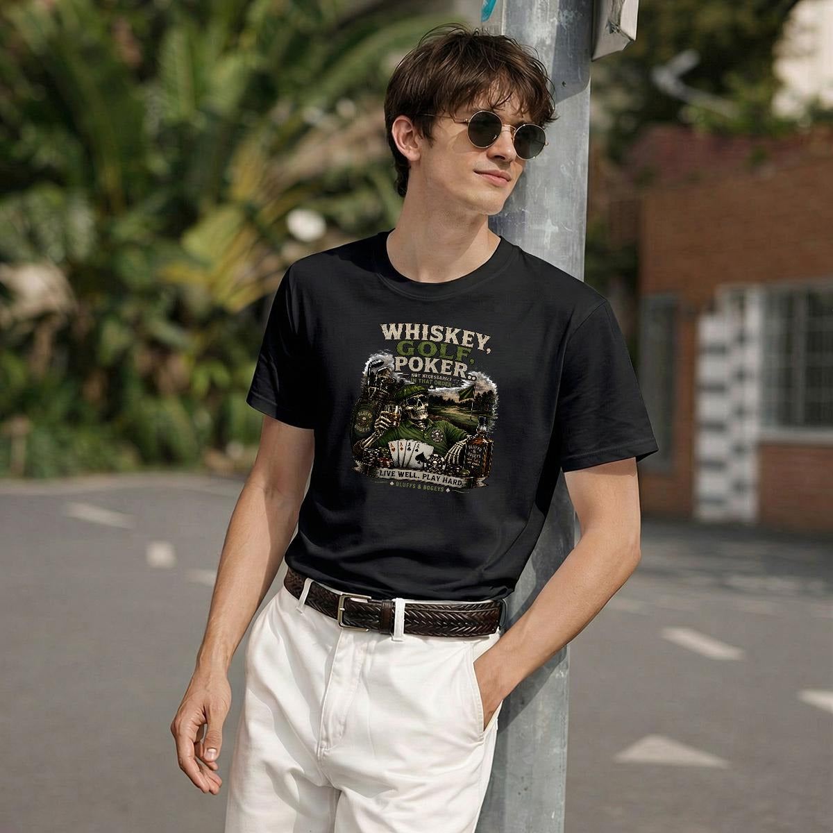 Whiskey, Golf, Poker... Not Necessarily in That Order™ T-Shirt Front