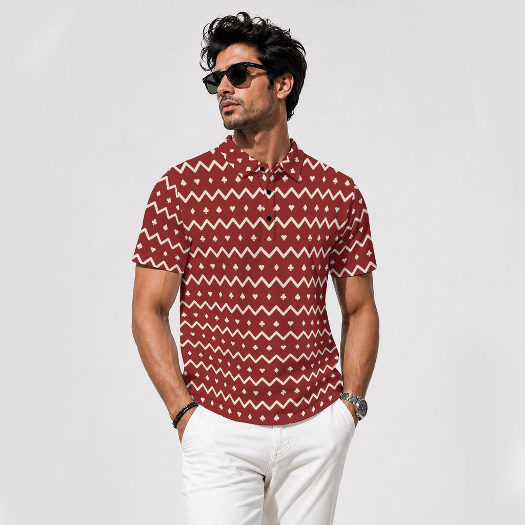 The Zigzag – Red Performance Golf Polo V4