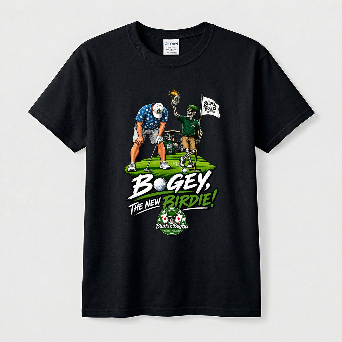 Bluffs & Bogeys “Bogey, The New Birdie!” Tee Front Print
