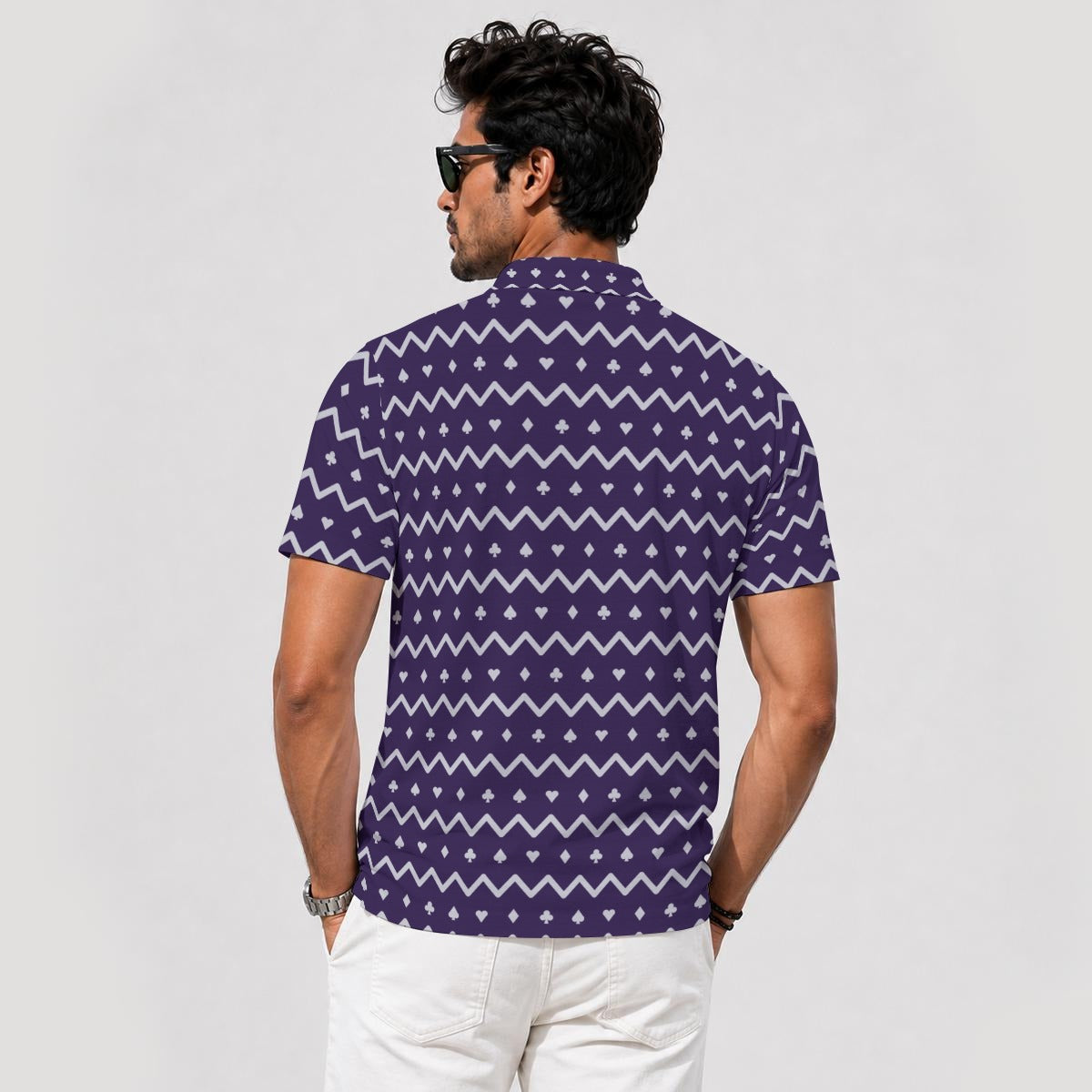The Zigzag – Purple Performance Golf Polo V4