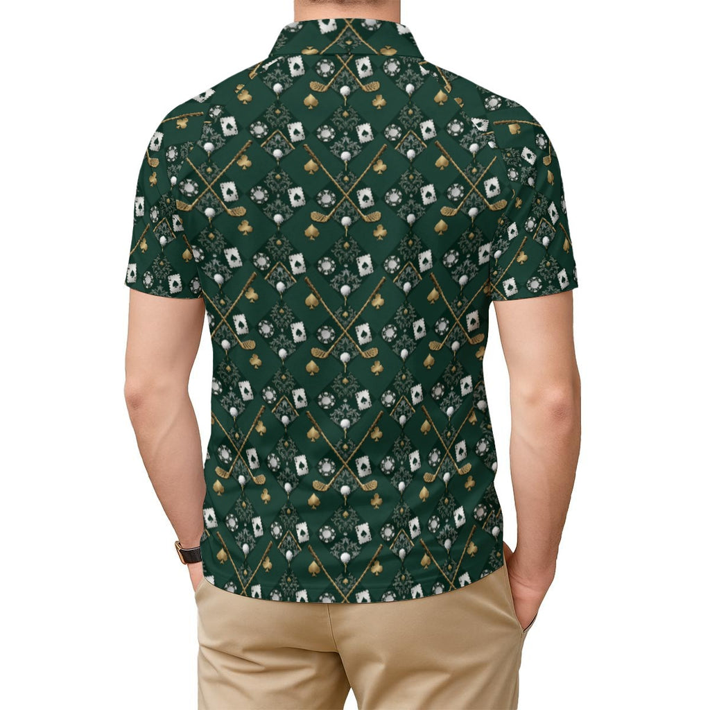 Bluffs & Bogeys ~ Cards and Clubs Green ~ Men's Polo v3
