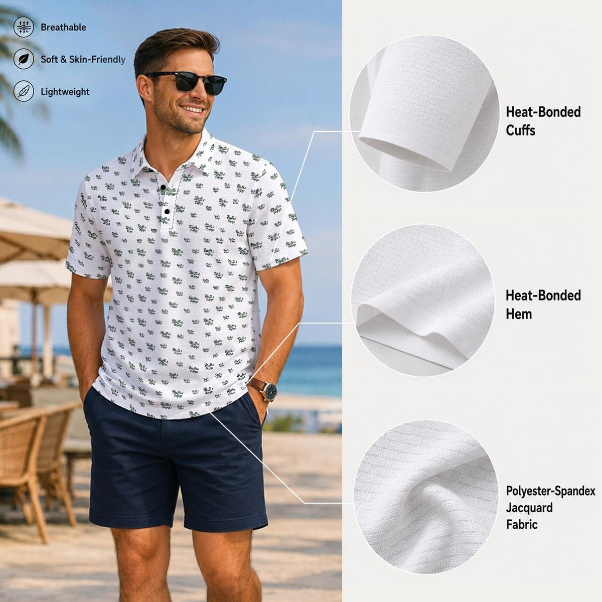 The Signature Bluffs & Bogeys Performance Polo White V4