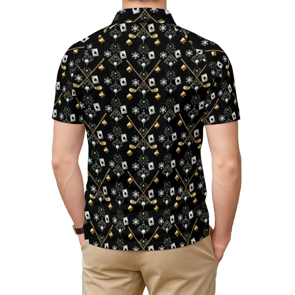 Bluffs & Bogeys ~ Cards and Clubs Black ~ Men's Polo v3