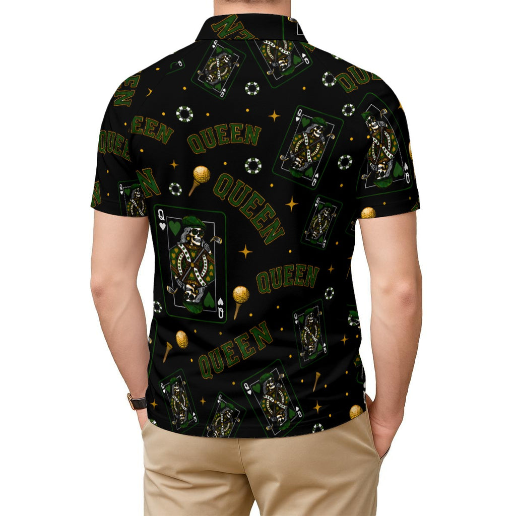 All-Over Print Men's Short Sleeve Polo Shirt With Button Closure