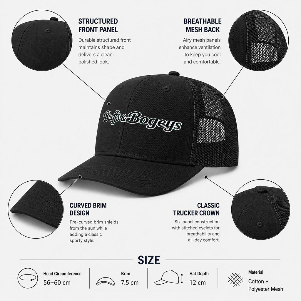 Bluffs & Bogeys Curved Mesh Cap ~ Black