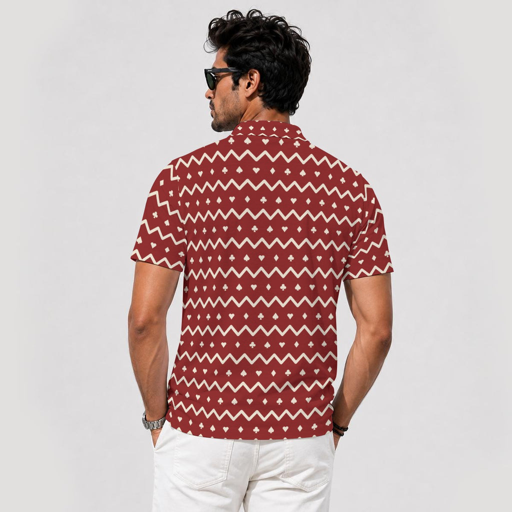 The Zigzag – Red Performance Golf Polo V4