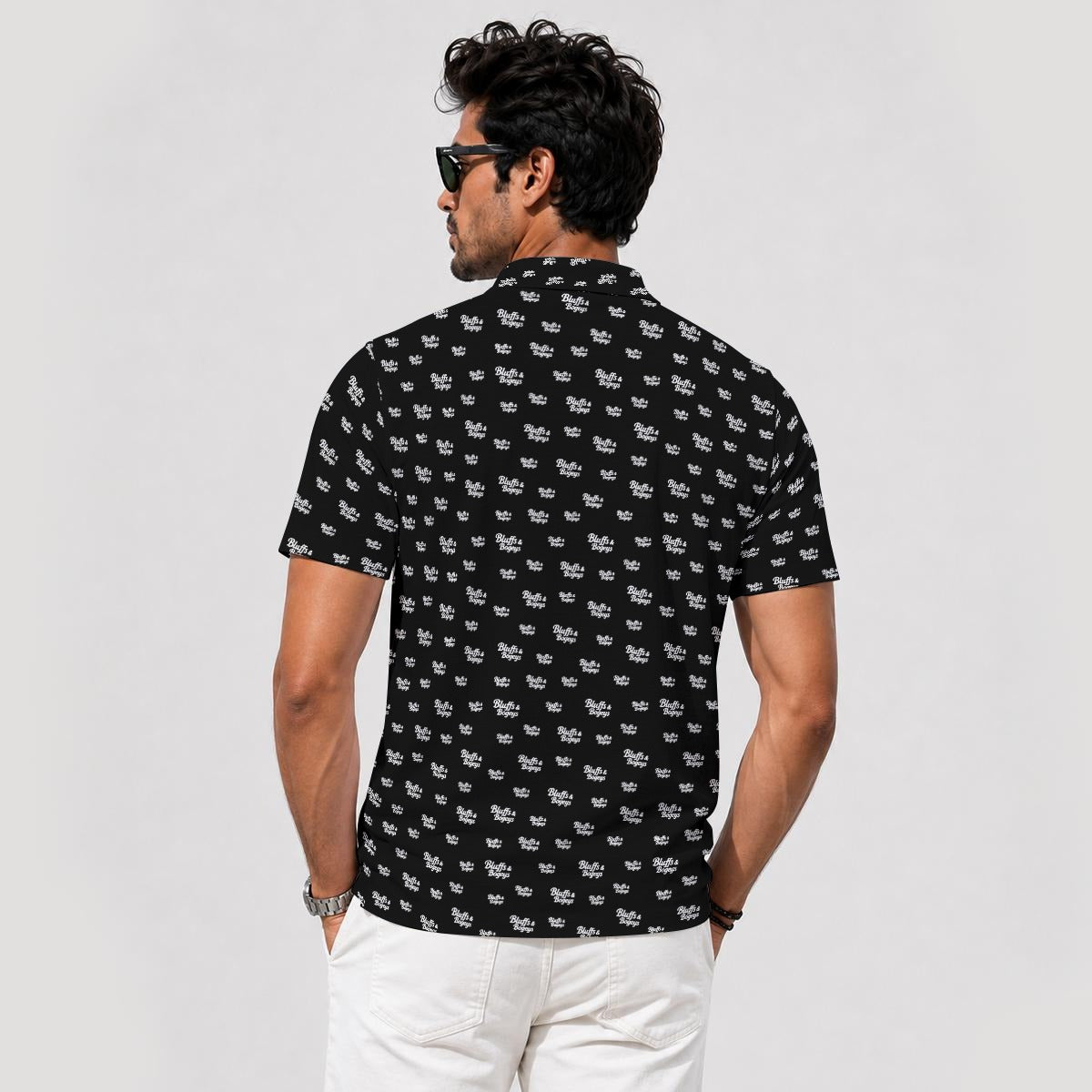 The Signature Bluffs & Bogeys Performance Polo Black V4