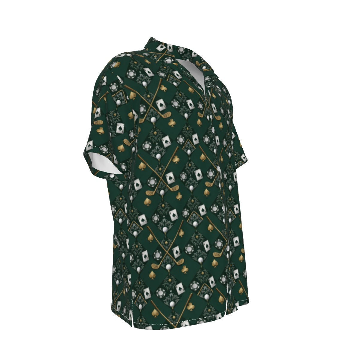 Bluffs & Bogeys Men's Performance Button-Up - Clubs and Cards  - Green