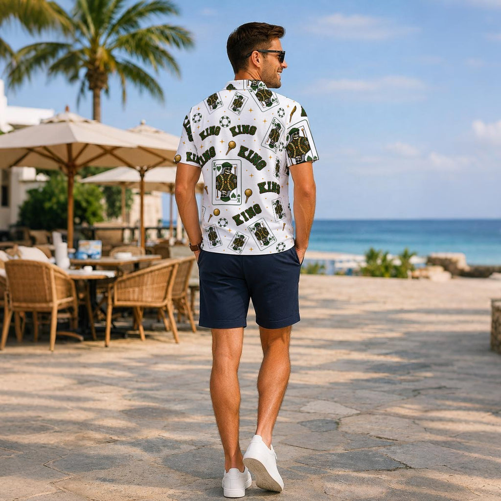 The King Performance Polo White/Green V4– Bluffs & Bogeys
