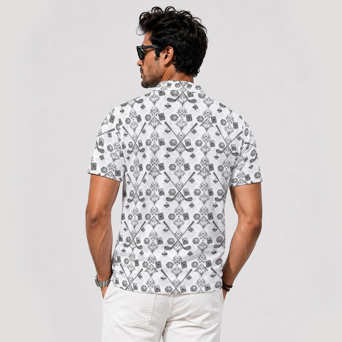 Bluffs & Bogeys ~ Cards and Clubs White ~ Men's Polo V4
