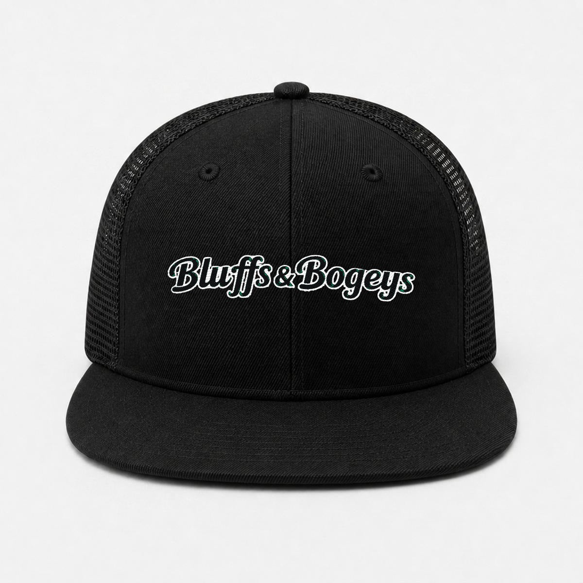Bluffs & Bogeys Script Trucker Cap ~ Black