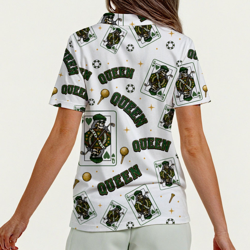 Women's Queen Zip Polo – White / Green