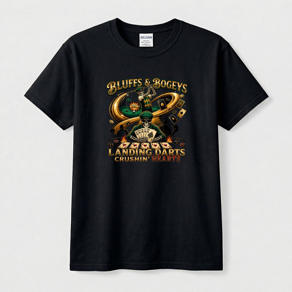 Bluffs & Bogeys “Landing Darts, Crushin Hearts” Front