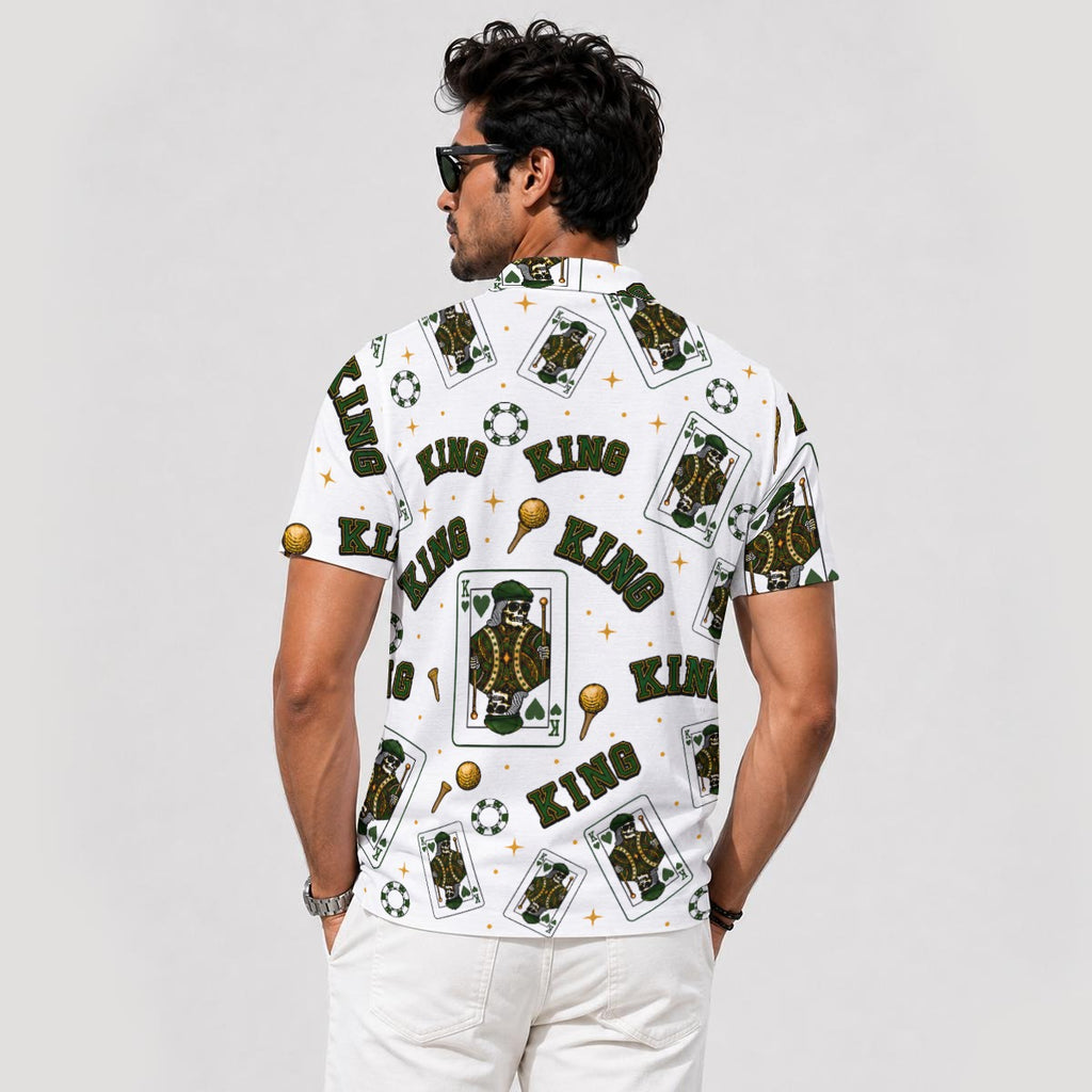 The King Performance Polo White/Green V4– Bluffs & Bogeys