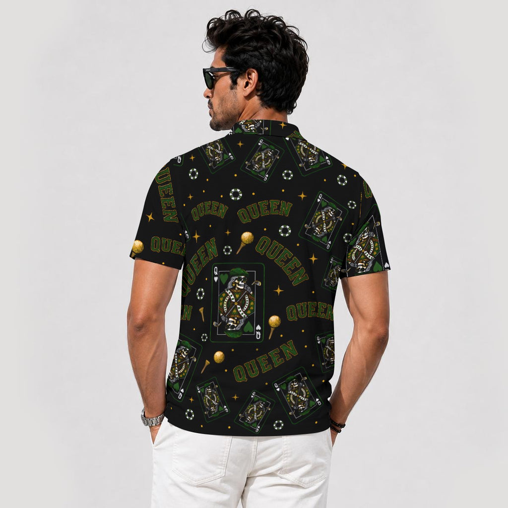 The Queen Performance Polo  Black / Green– Bluffs & Bogeys V4