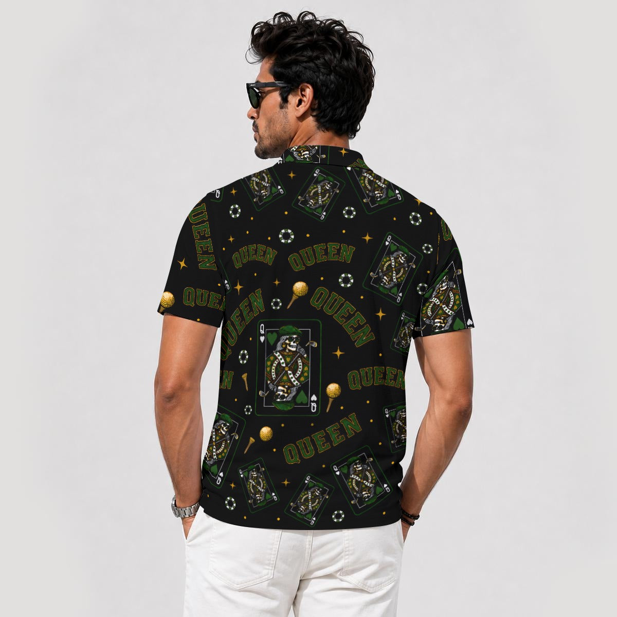 The Queen Performance Polo  Black / Green– Bluffs & Bogeys V4