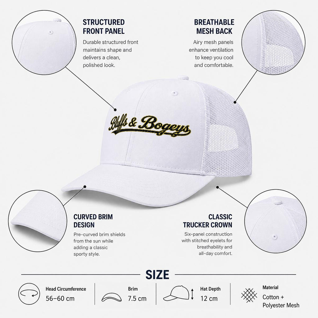 Bluffs & Bogeys Curved Mesh Cap ~ White