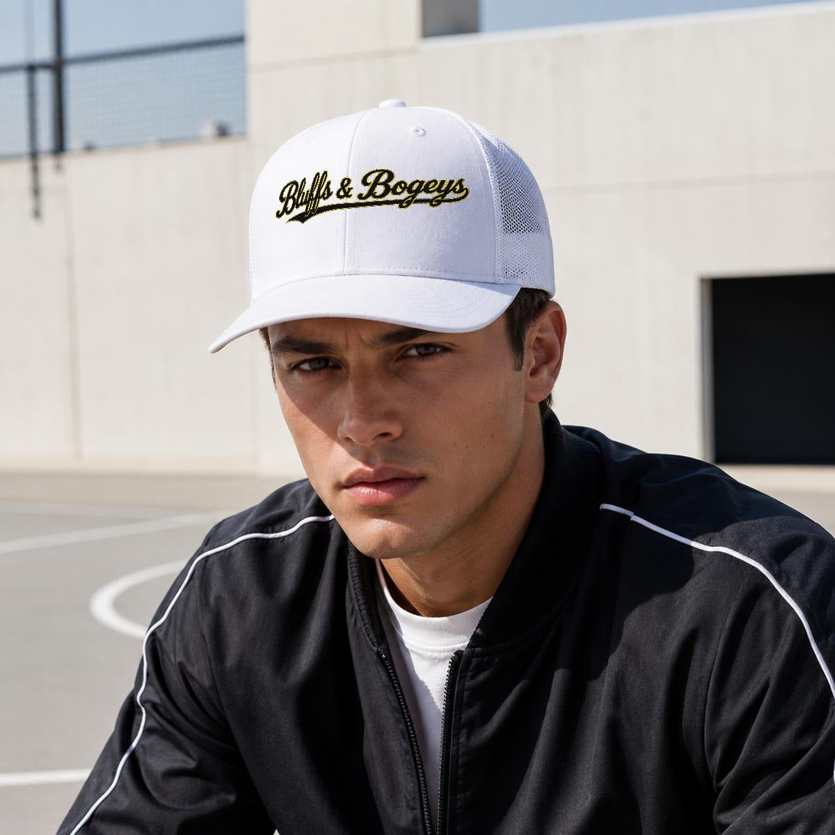 Bluffs & Bogeys Curved Mesh Cap ~ White