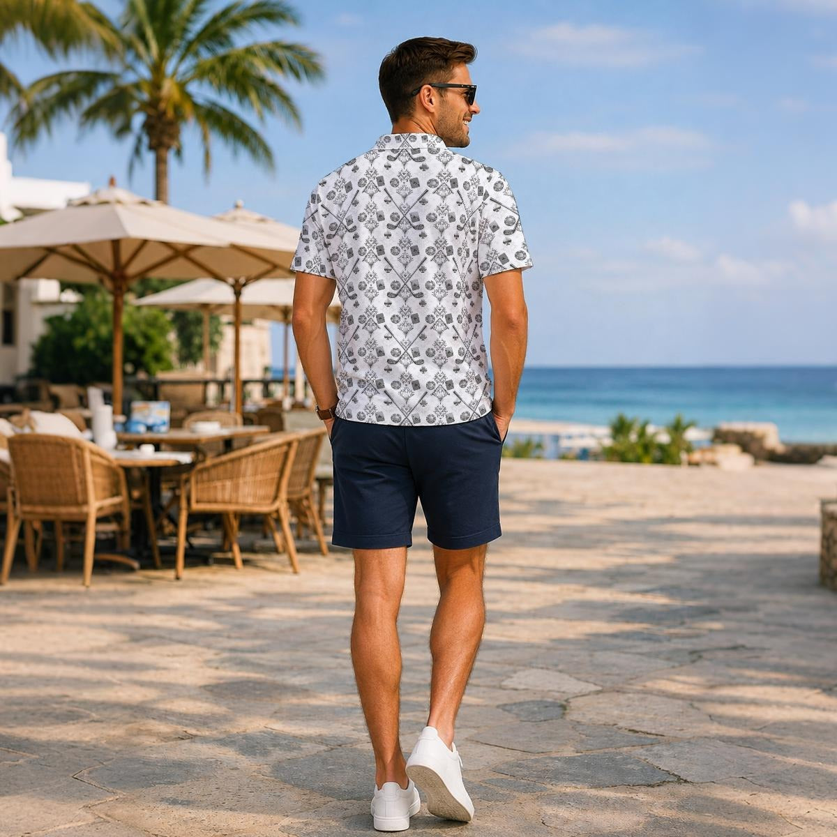 Bluffs & Bogeys ~ Cards and Clubs White ~ Men's Polo V4