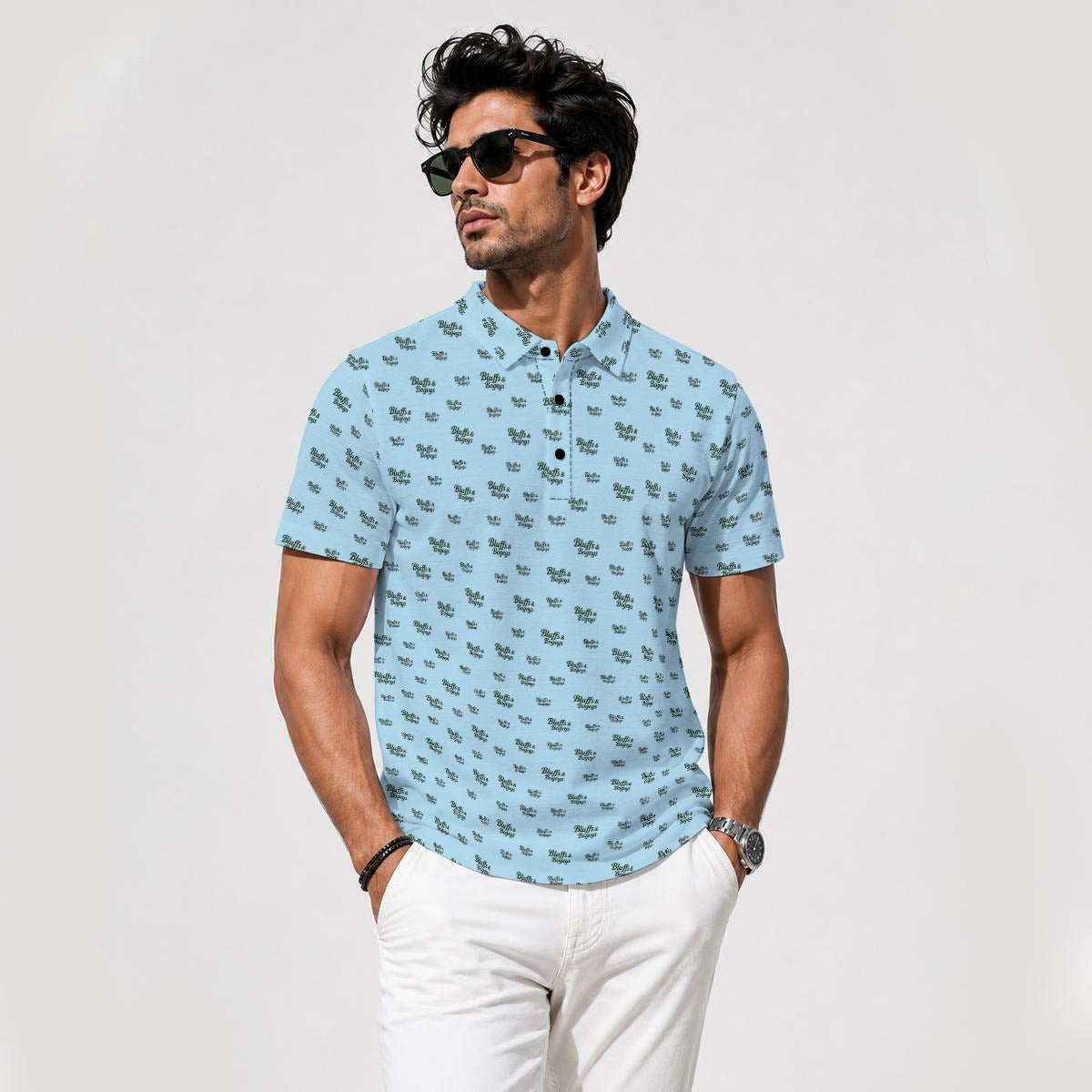 The Signature Bluffs & Bogeys Performance Polo Light Blue V4