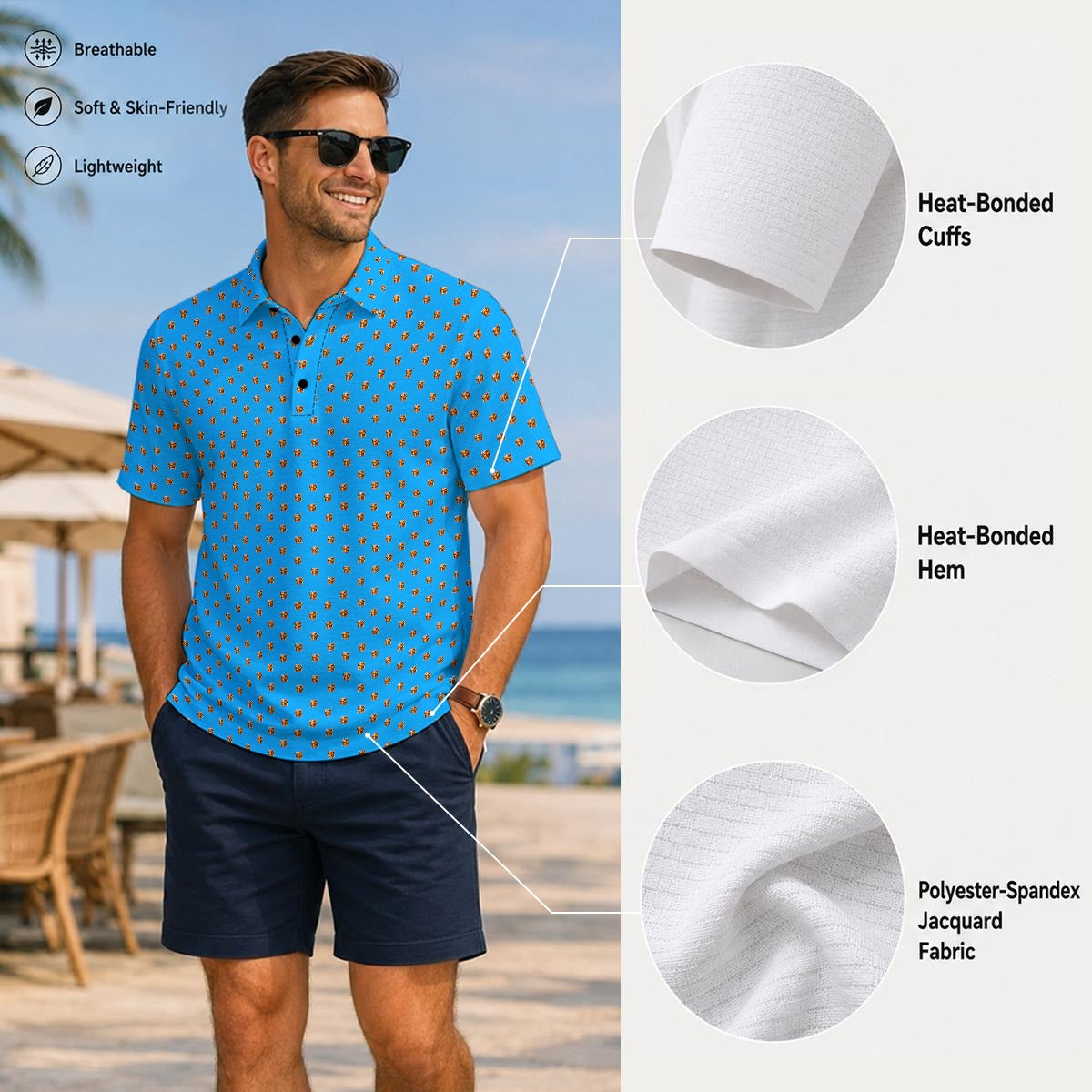 OLD FASHIONED GOLF POLO V4 Light Blue