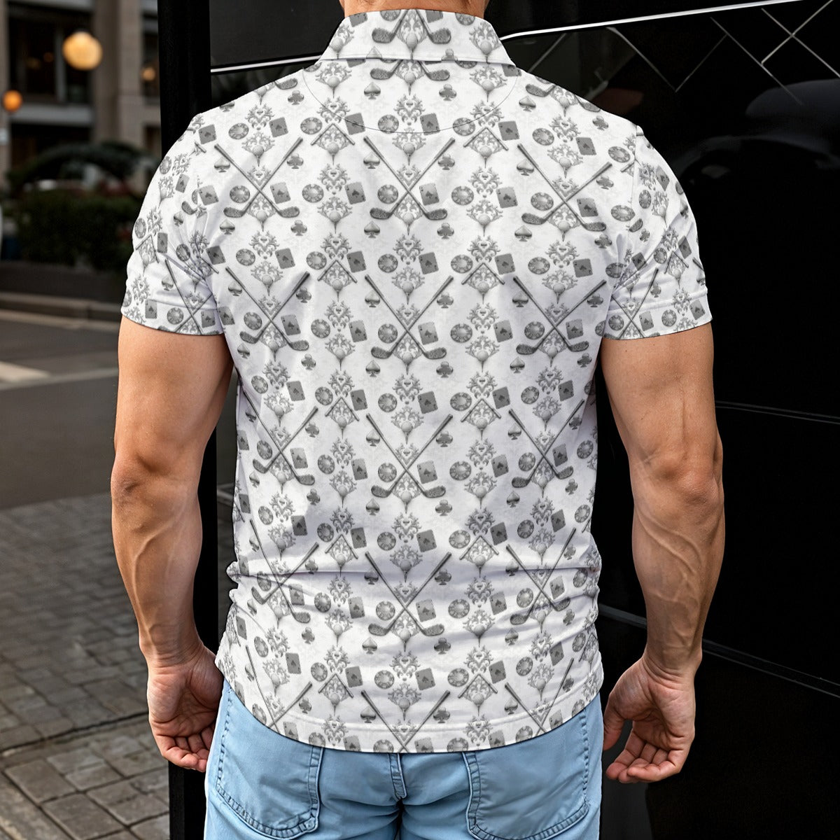 Bluffs & Bogeys Polo for Men – Clean Fit, Bold Print, All-Day Performance
