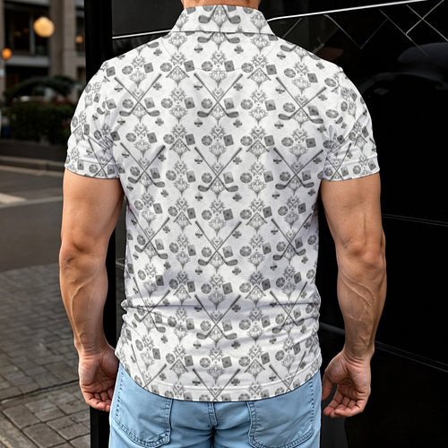 Bluffs & Bogeys Polo for Men – Clean Fit, Bold Print, All-Day Performance