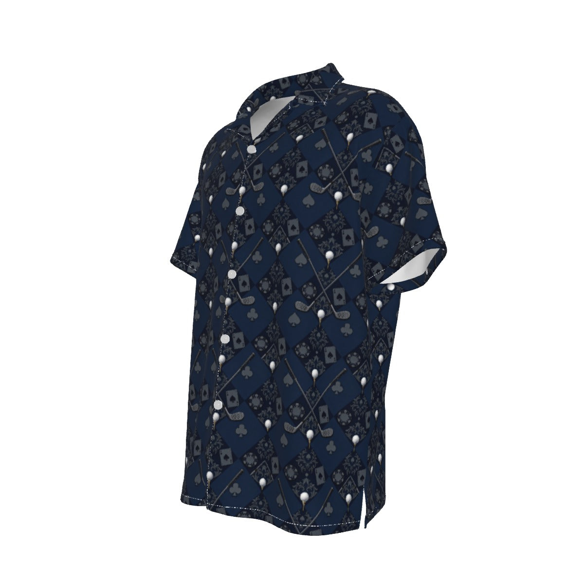 Bluffs & Bogeys Men's Performance Button-Up - Clubs and Cards  - Blue