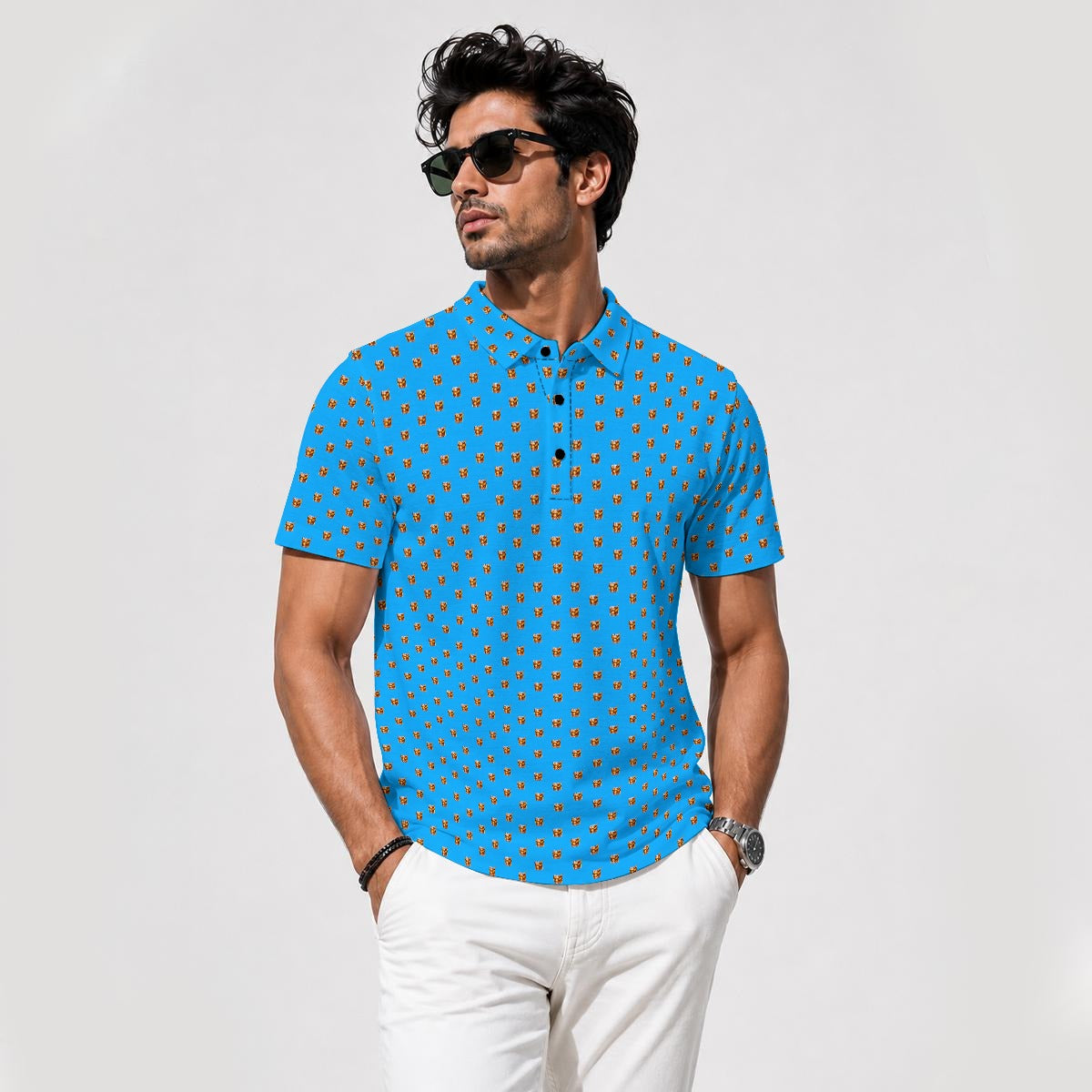 OLD FASHIONED GOLF POLO V4 Light Blue