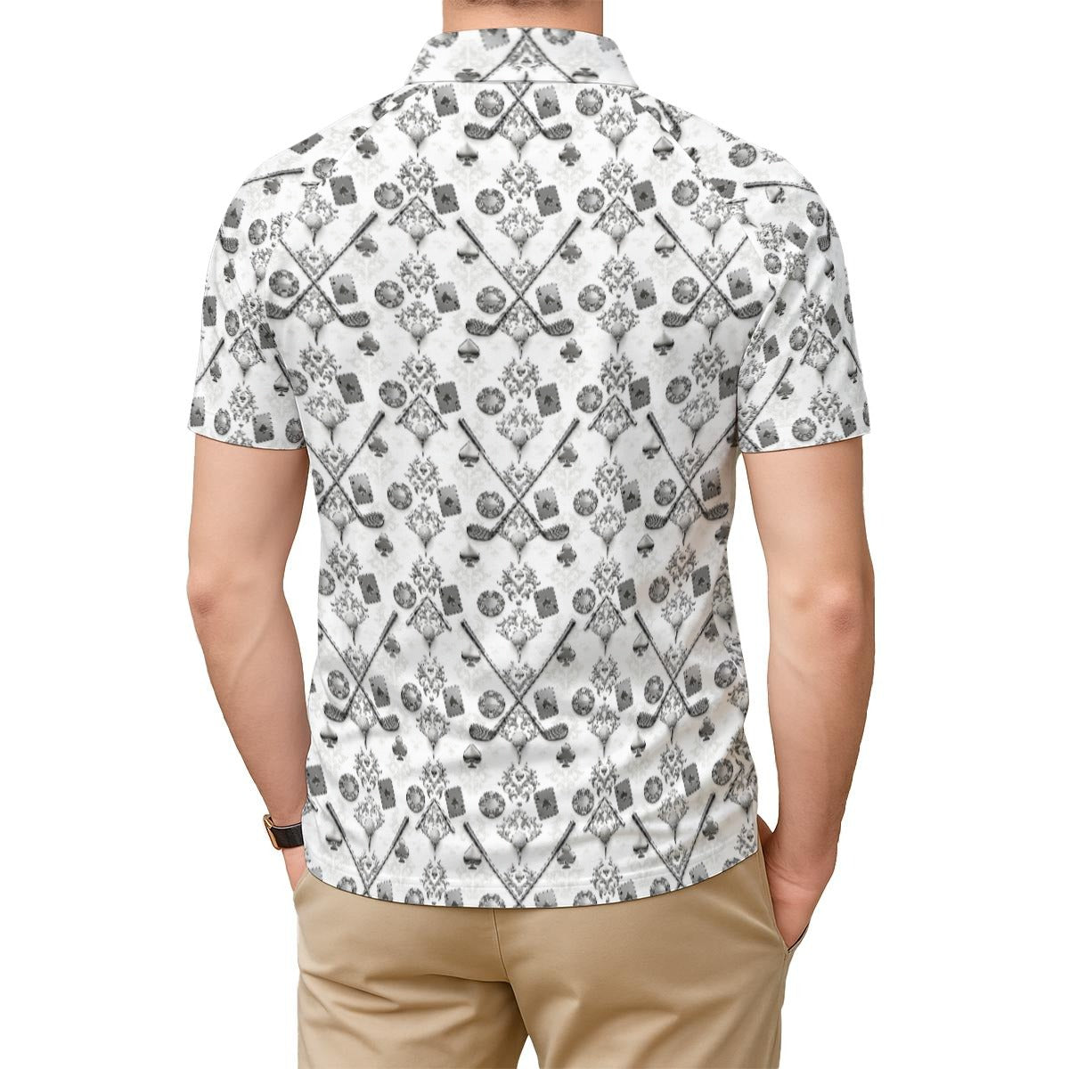 Bluffs & Bogeys ~ Cards and Clubs White ~ Men's Polo v3