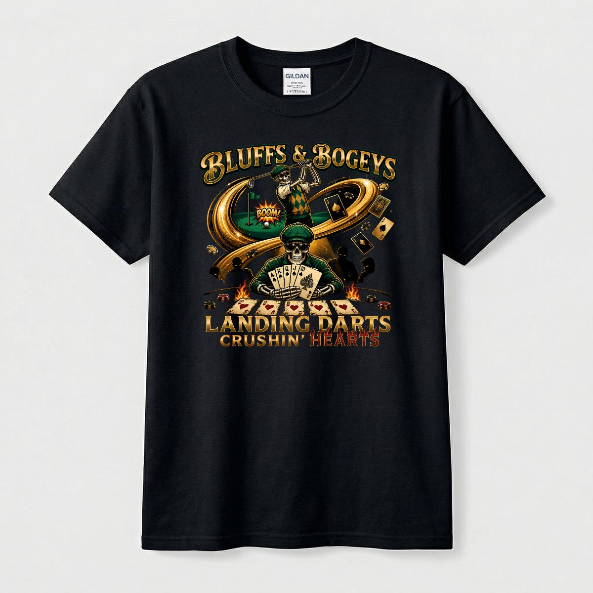 Bluffs & Bogeys “Landing Darts, Crushin Hearts” Front