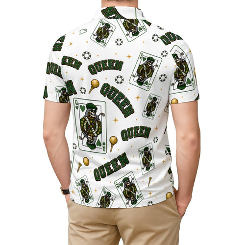All-Over Print Men's Short Sleeve Polo Shirt With Button Closure