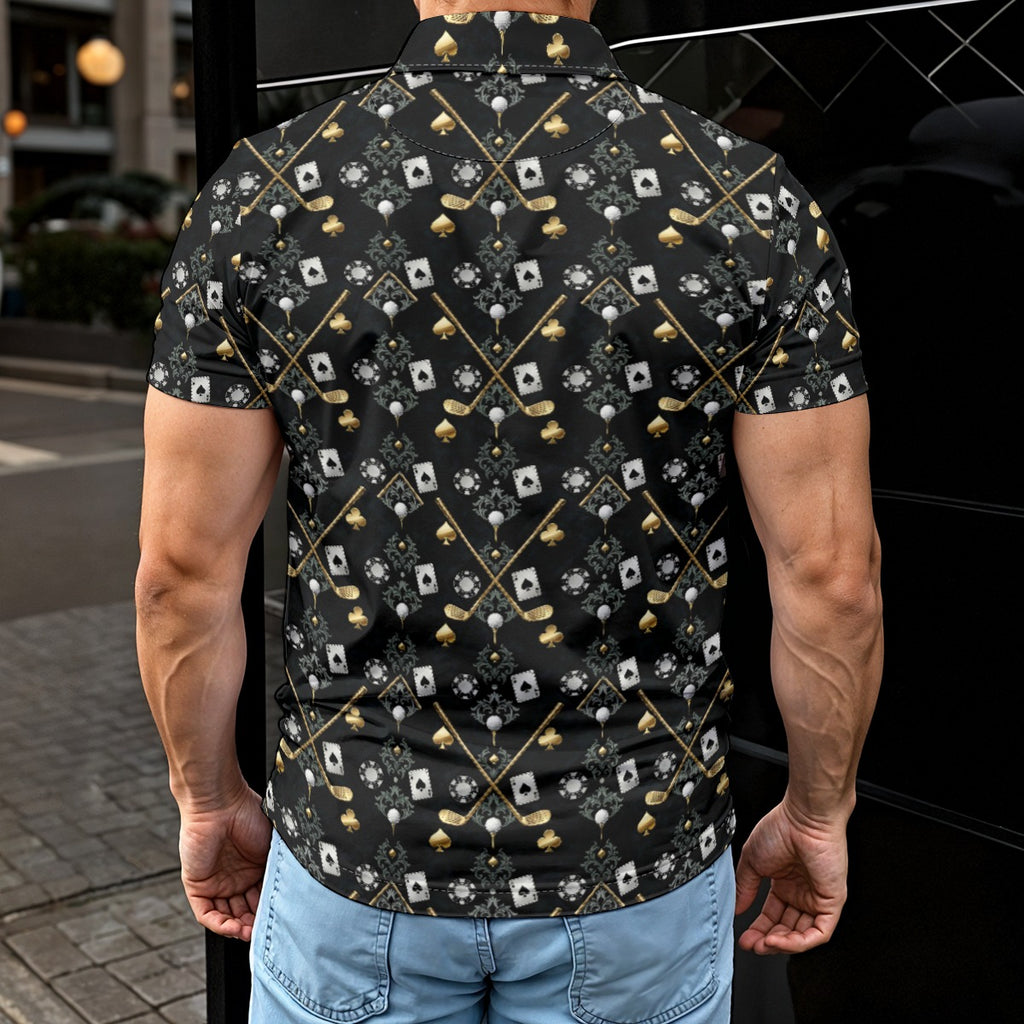 Bluffs & Bogeys Polo for Men – Clean Fit, Bold Print, All-Day Performance
