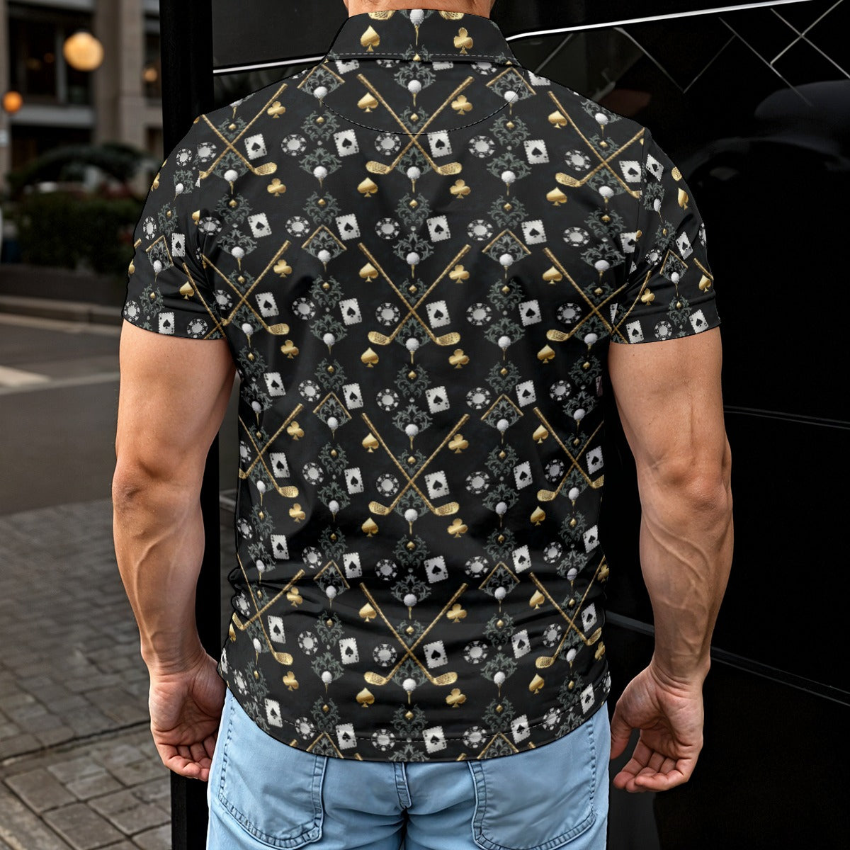 Bluffs & Bogeys Polo for Men – Clean Fit, Bold Print, All-Day Performance