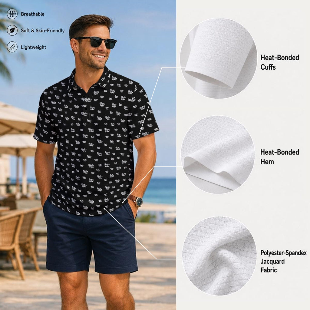 The Signature Bluffs & Bogeys Performance Polo Black V4