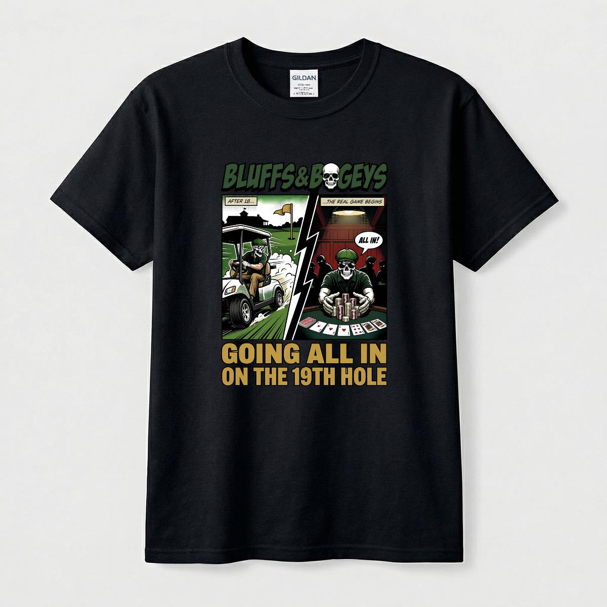 Bluffs & Bogeys “Going All In on the 19th Hole - Comic" Front