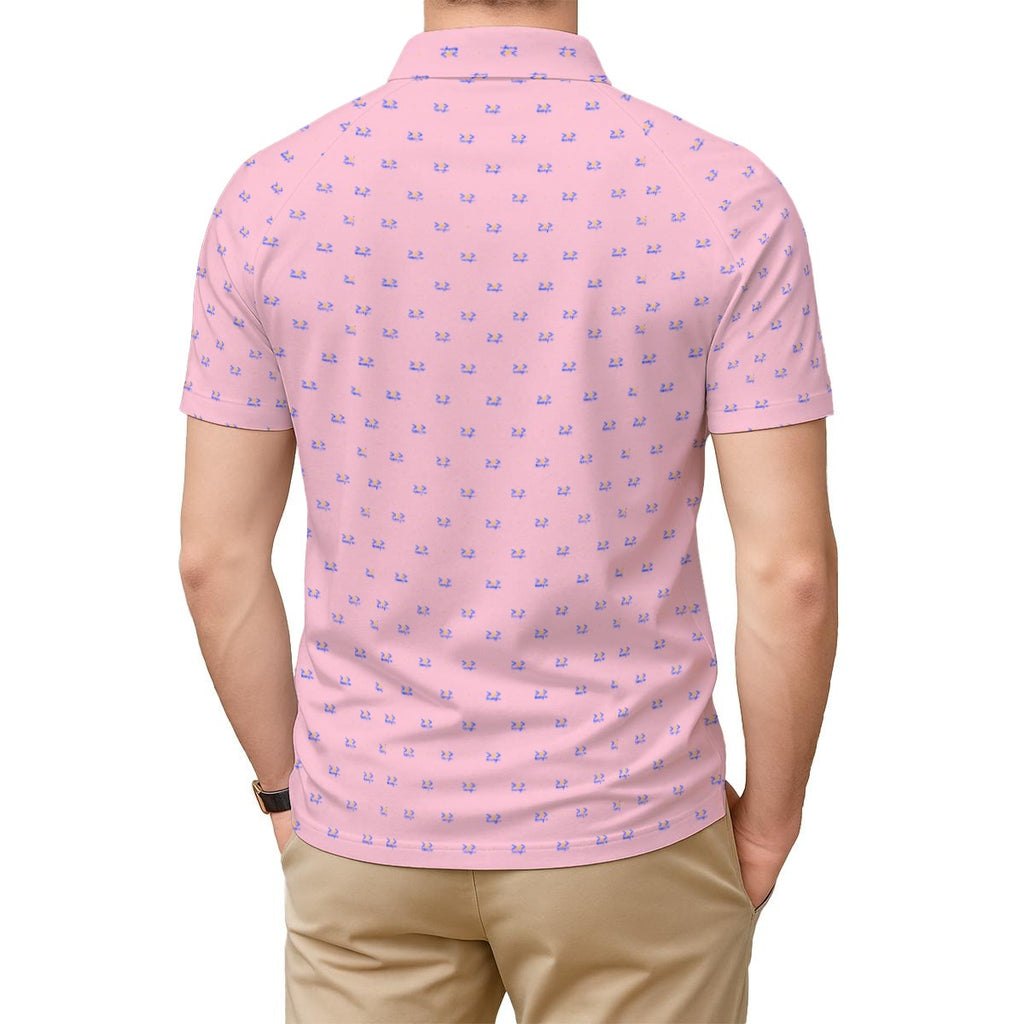 Bluffs & Bogeys Men's ~ Lucky Few Micro Print Pink Men's Polo v3