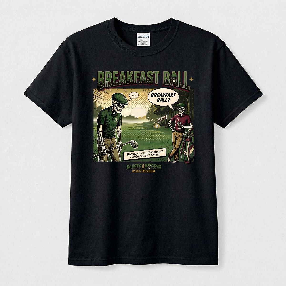 Breakfast Ball™ Tee Front – Bluffs & Bogeys