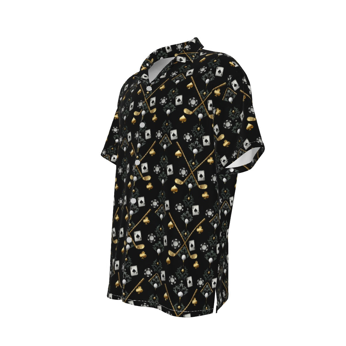 Bluffs & Bogeys Men's Performance Button-Up - Clubs and Cards  - Black