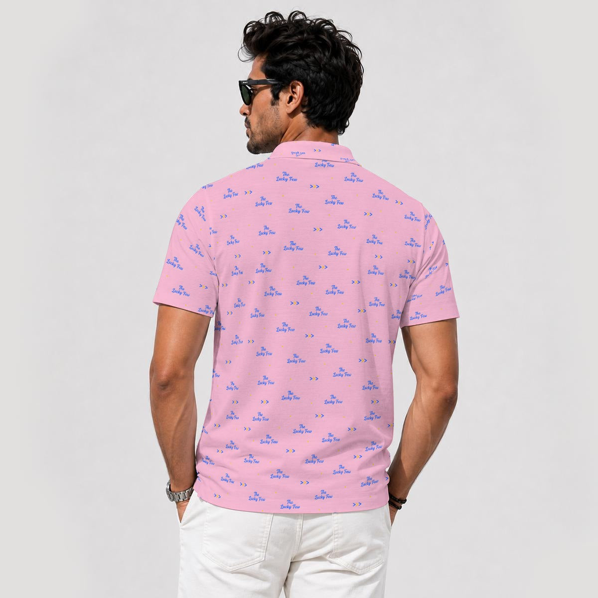 Bluffs & Bogeys Men's ~ Lucky Few Pink Men's Polo V4