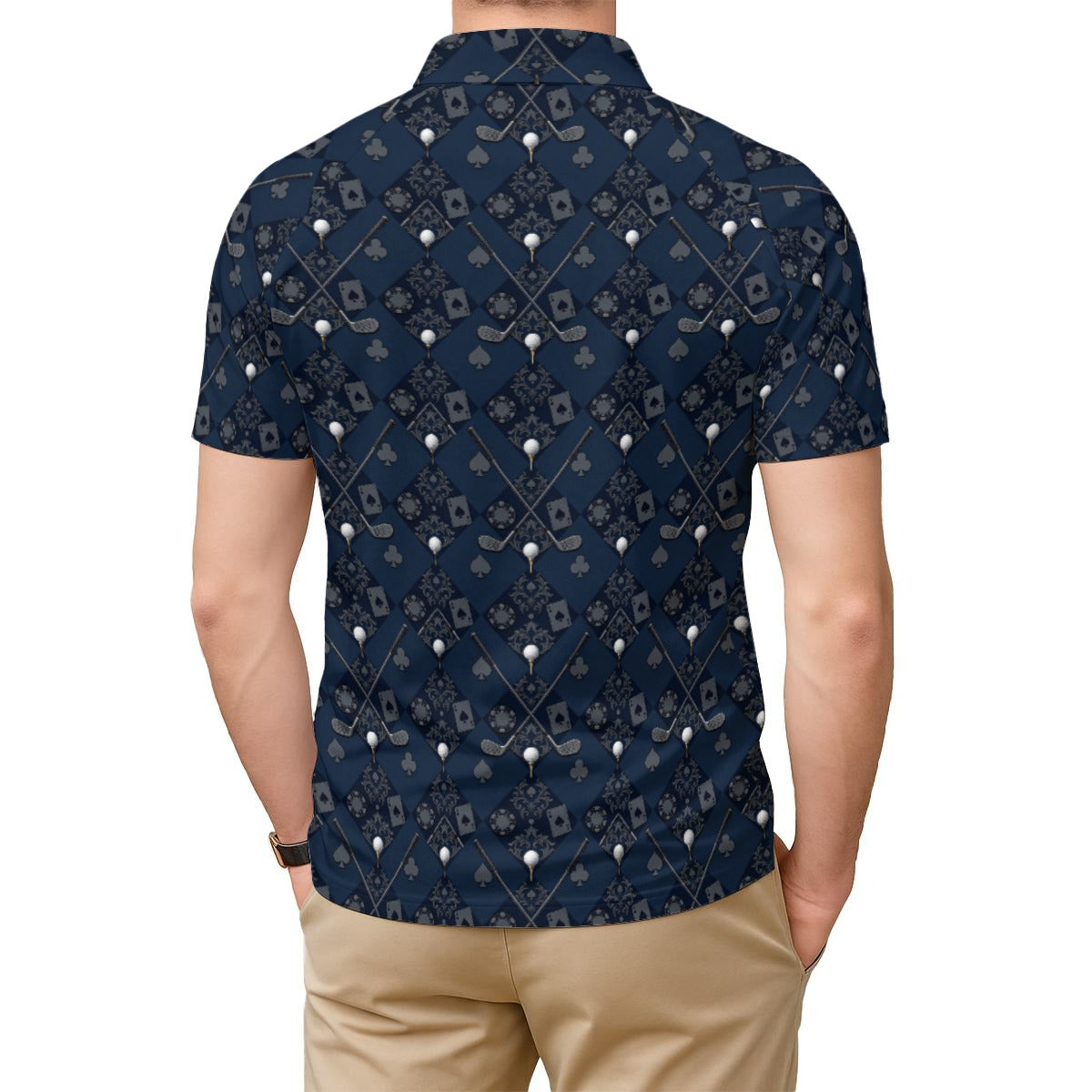 Bluffs & Bogeys ~ Cards and Clubs Blue ~ Men's Polo v3