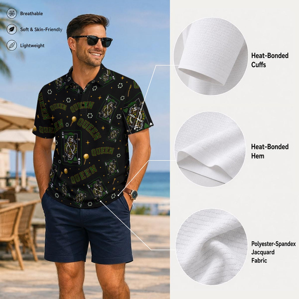 The Queen Performance Polo  Black / Green– Bluffs & Bogeys V4