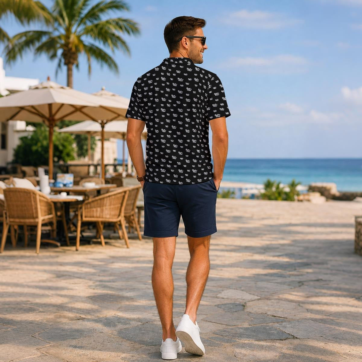 The Signature Bluffs & Bogeys Performance Polo Black V4