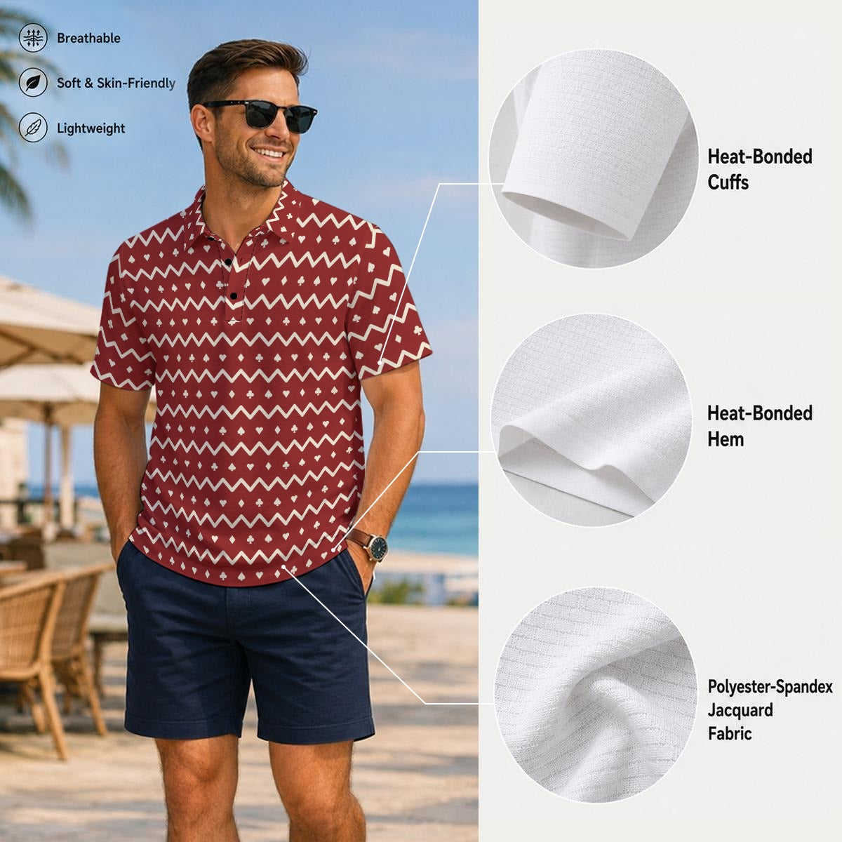 The Zigzag – Red Performance Golf Polo V4