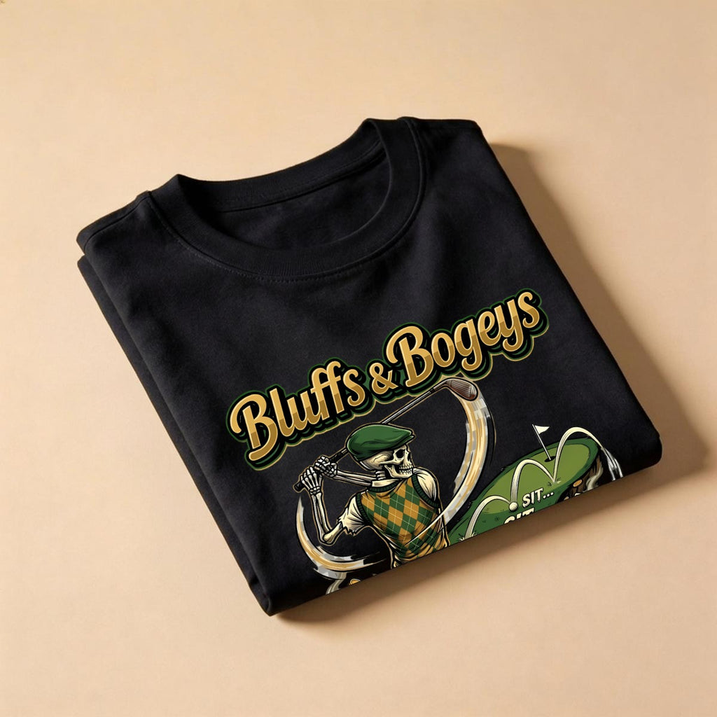Bluffs & Bogeys “Sit… Sit… Ah Sh*t!” Tee "FRONT"